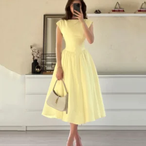 Cap Sleeve Fit & Flare A-Line Midi Dress