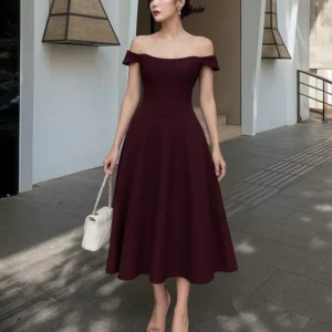 Faux Fishbone Design Romantic One-Shoulder Dress