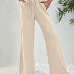 High-Rise Drawstring Wide Leg Pants